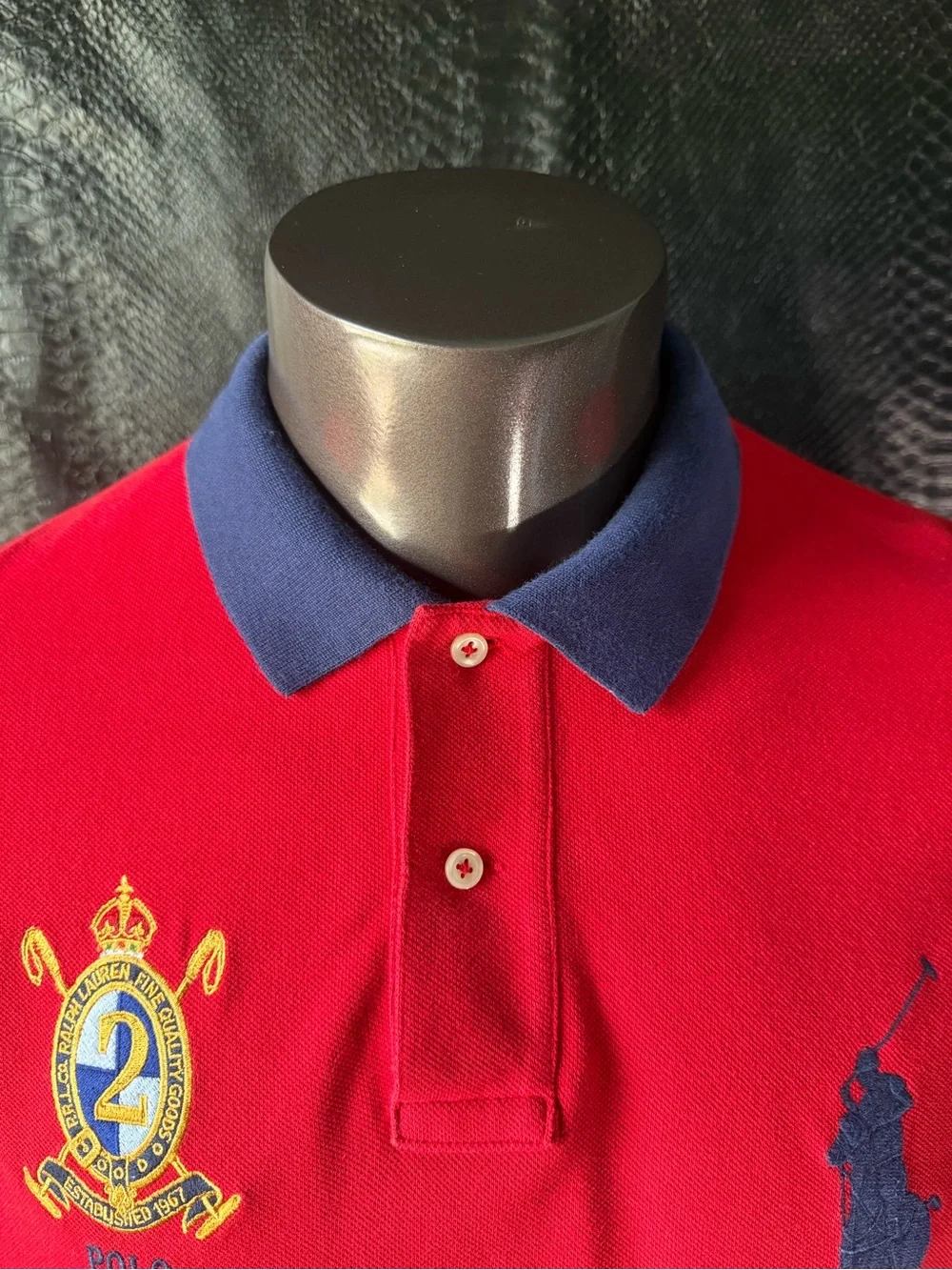 Polo Ralph Lauren Men’s XL Short Sleeve Polo Shirt Red and Blue Colorblock